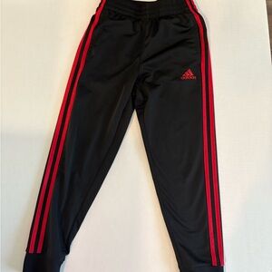 Adidas Kids Black Joggers with Red Accents | Size Small (6-8) |